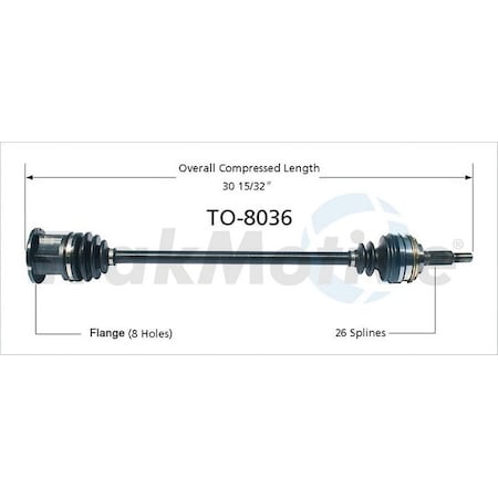 Surtrack Axle Cv Axle Shaft, To-8036 TO-8036